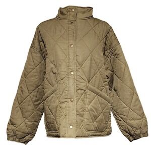 Social Standard by Sanctuary Womens XL Quilted Jacket Olive Green Button Up